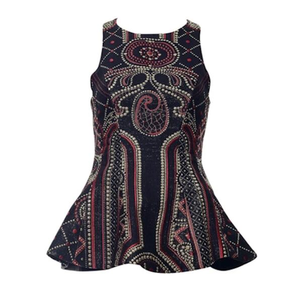 Prabal Gurung Sleeveless Top Peplum Blouse Embroidered - Picture 1 of 13